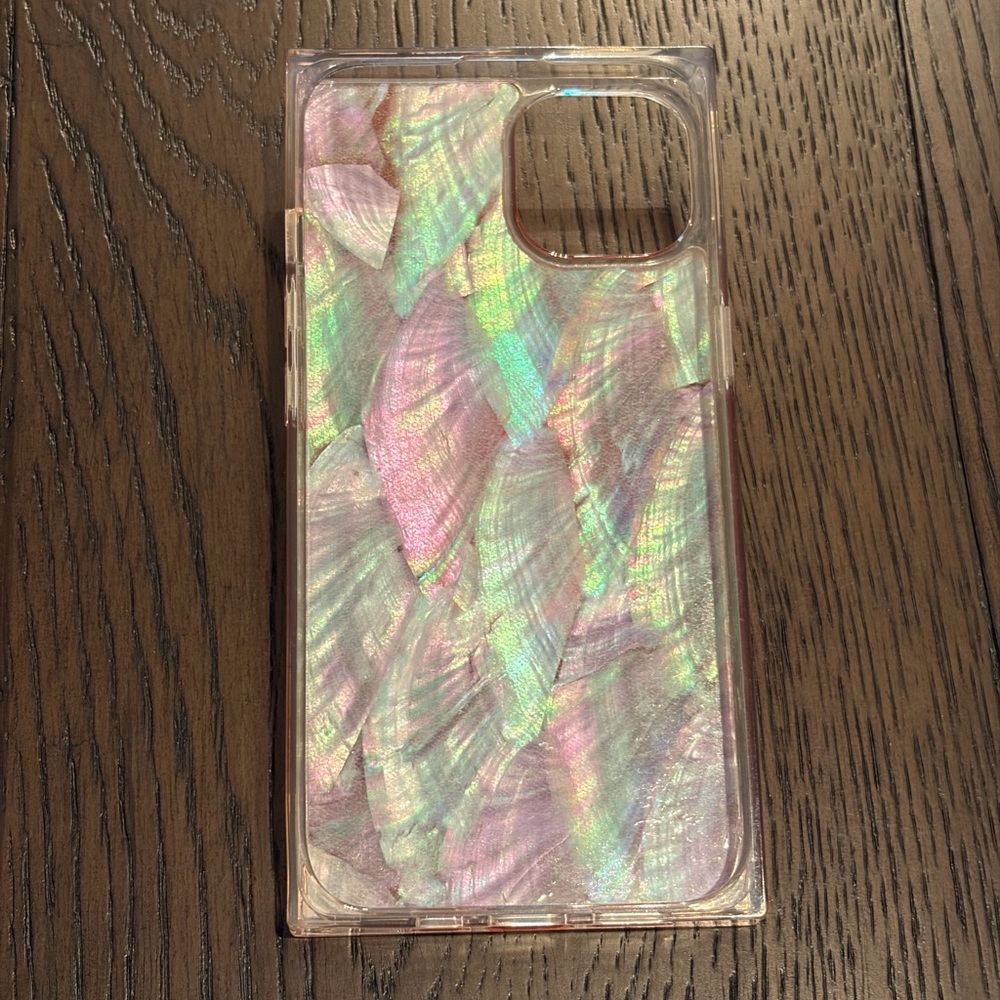 FLAUNT Square Orange Mother of Pearl iPhone 13 Case and Phone Ring - Picture 3 of 4